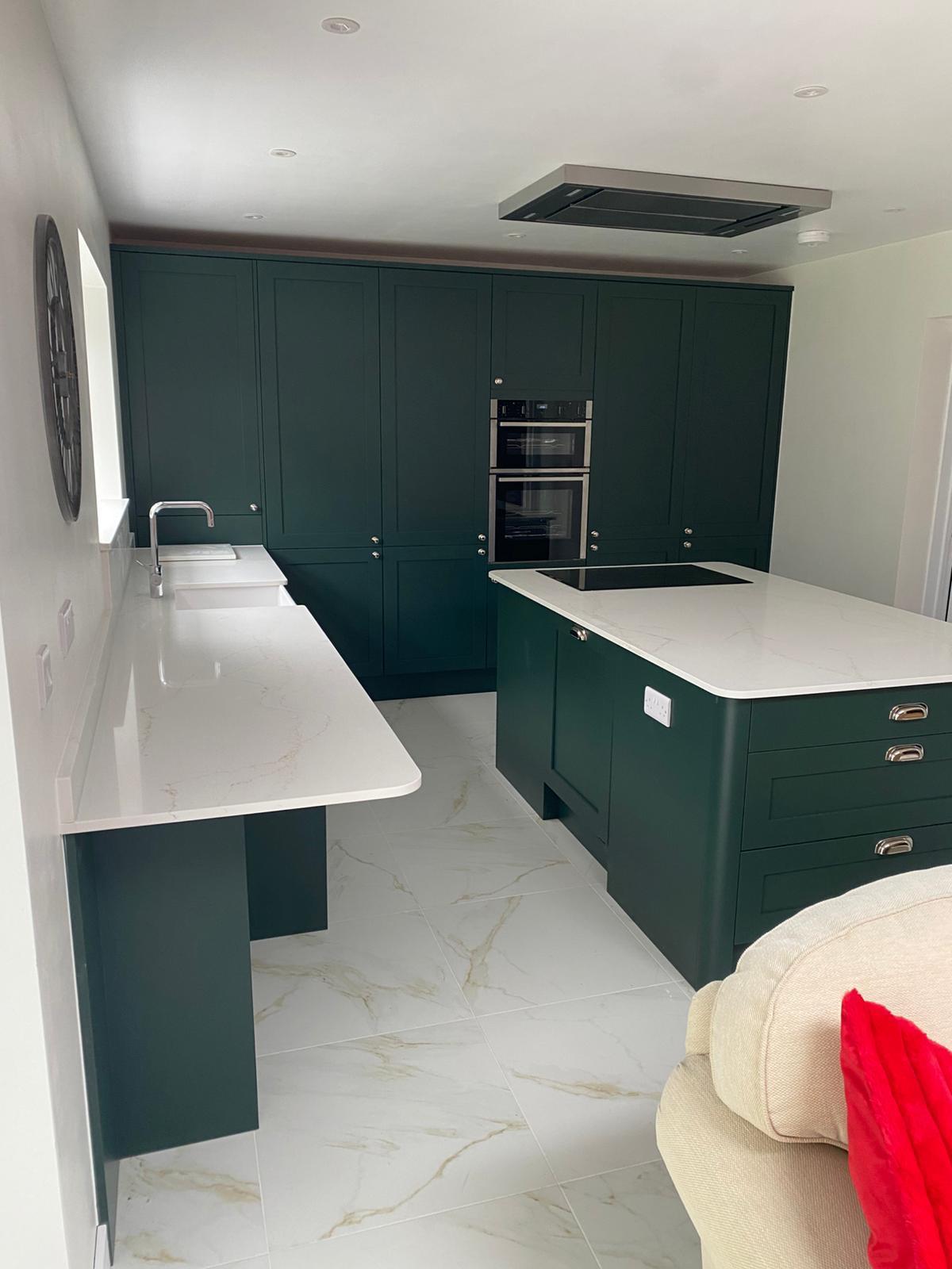 Shaker-style green kitchen